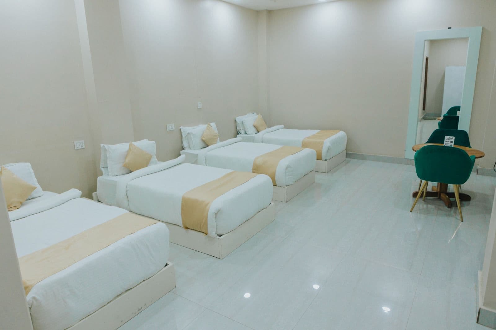 Spacious quadruple room arranged for four guests
