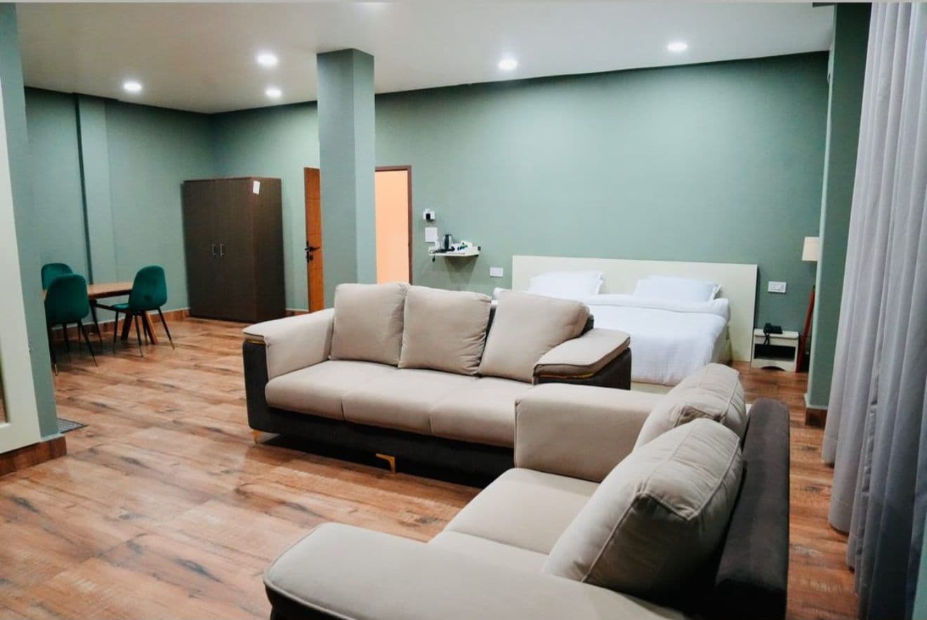 Presidential suite with lounge seating and premium amenities